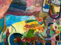 Wine,Pleasures,Stained Glass,and The Vibrant Blue Sea
